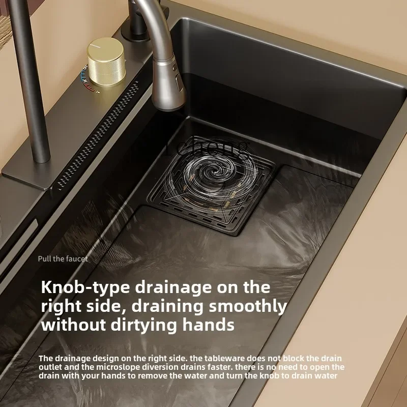 kitchen large single slot nano stainless steel 304 pulling faucet household dishwasher