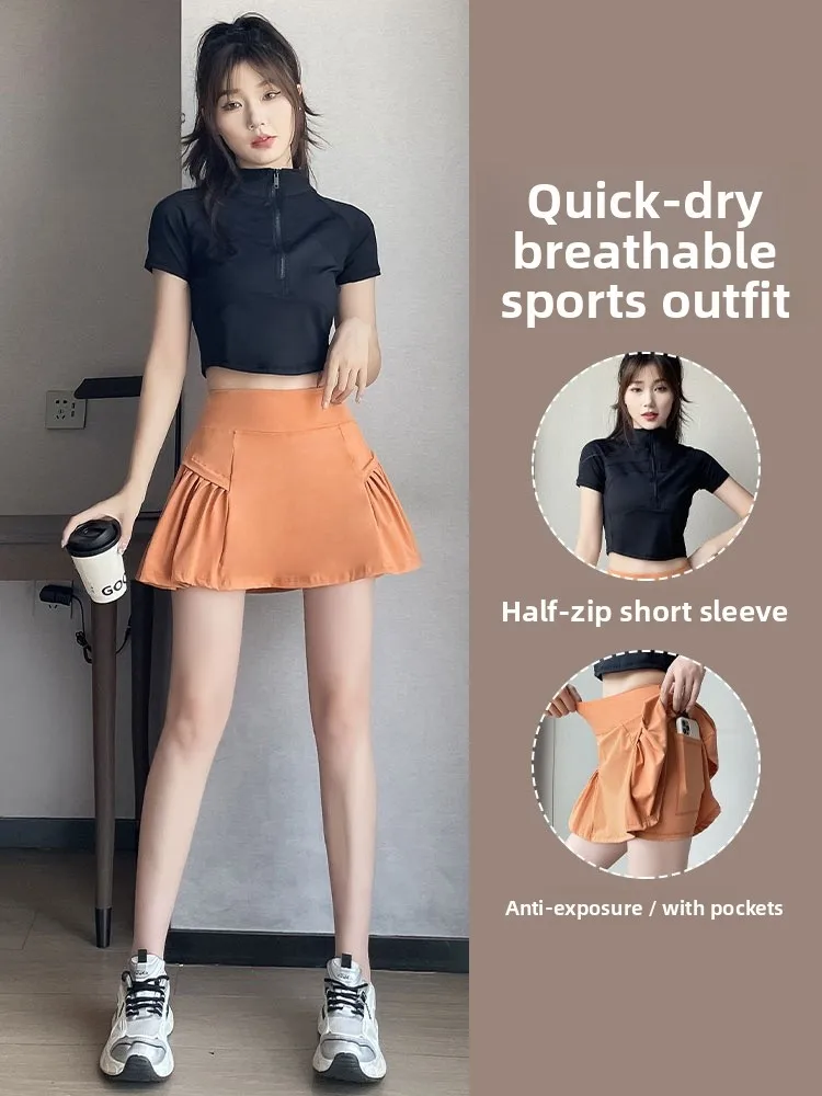 

Женский комплект спортивной одежды для тенниса и бадминтона Qui Dry Yoga orts Running Fitn Gym Workout orm Nylon Spandex f Zipper