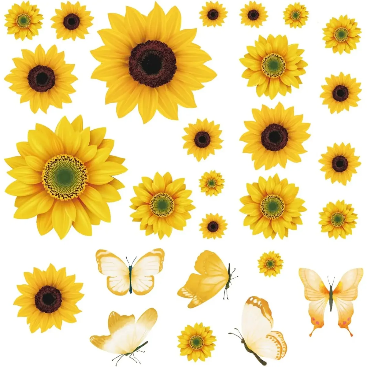 Sunflower Decorations for Bedroom Kitchen Classroom Living Room | Self-Adhesive Vinyl Sunflower and Butterfly Wall Stickers