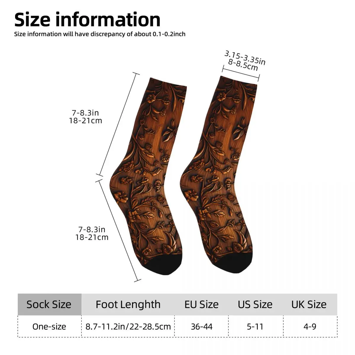 Carved Pattern Sock Printed Man Polyester