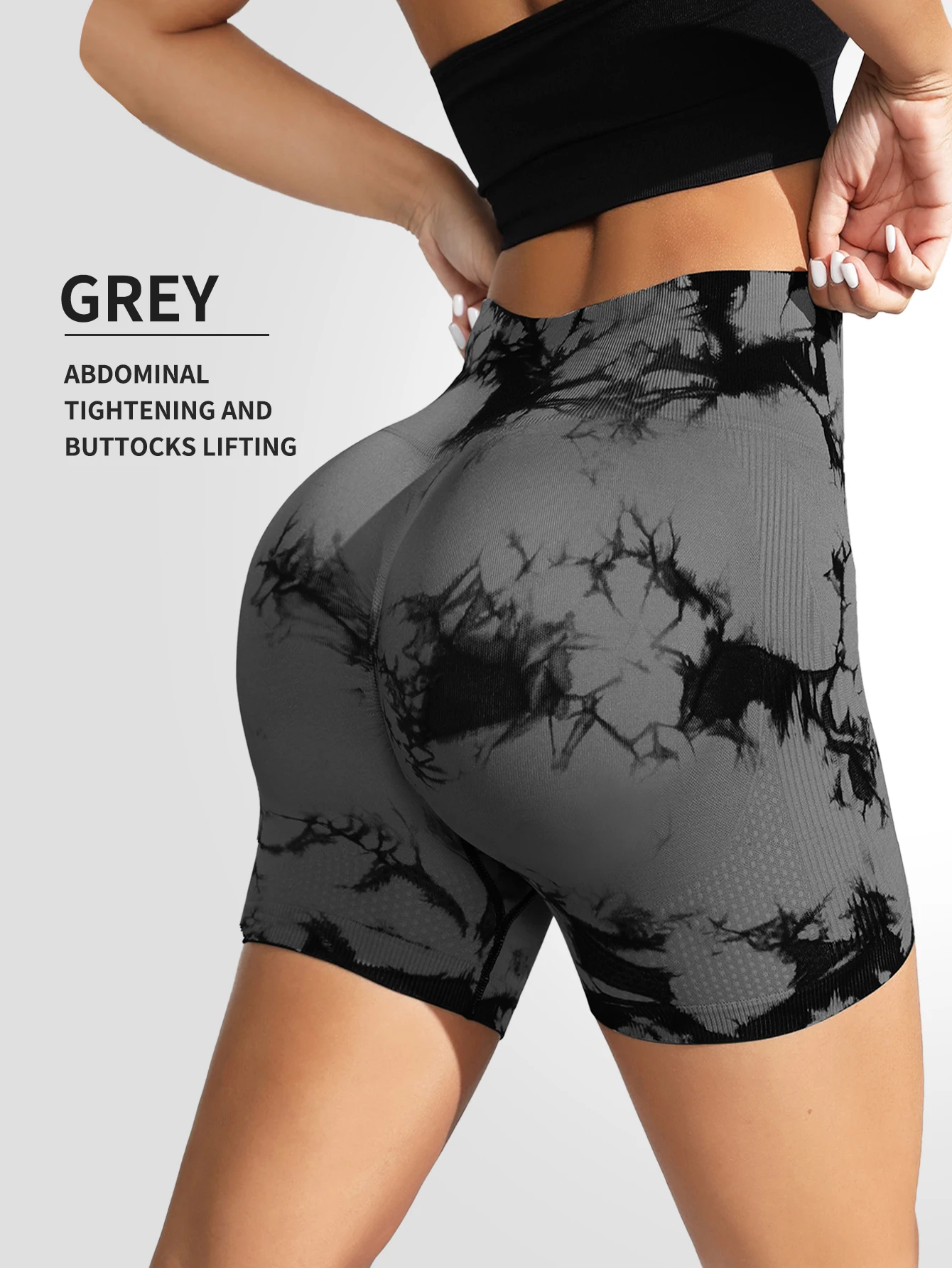 CZGUKE Women's high stretch fitness pants tight fitting cycling exercise yoga shorts breathable high waisted shorts 3-piece set - Image 5