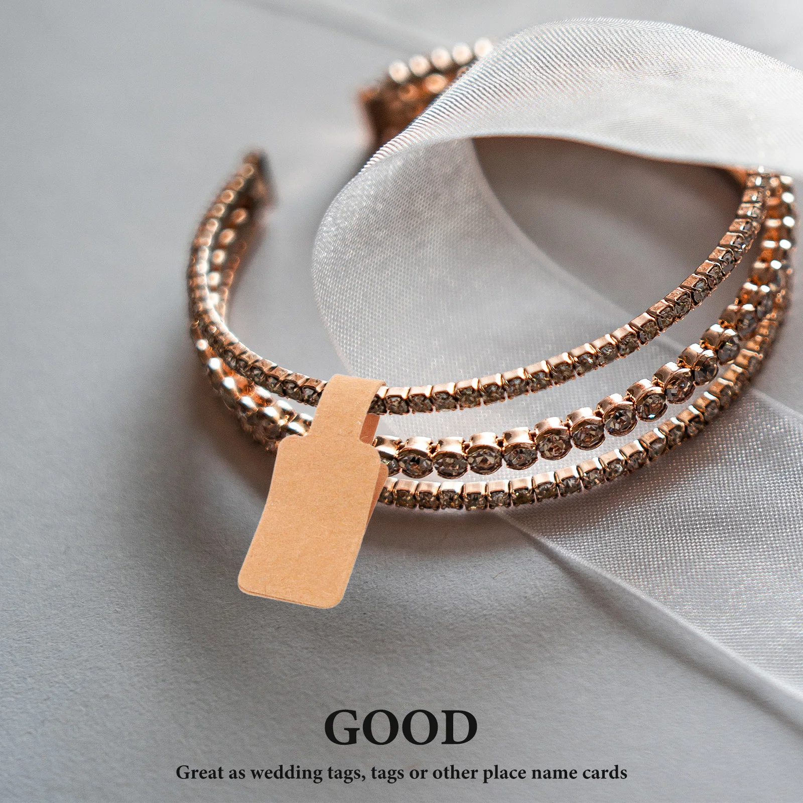 

300pcs Kraft Paper Labels Jewelry Price Tags Blank Necklace Bracelet Hanging Tags Keyring Organizer For Store Office Wedding