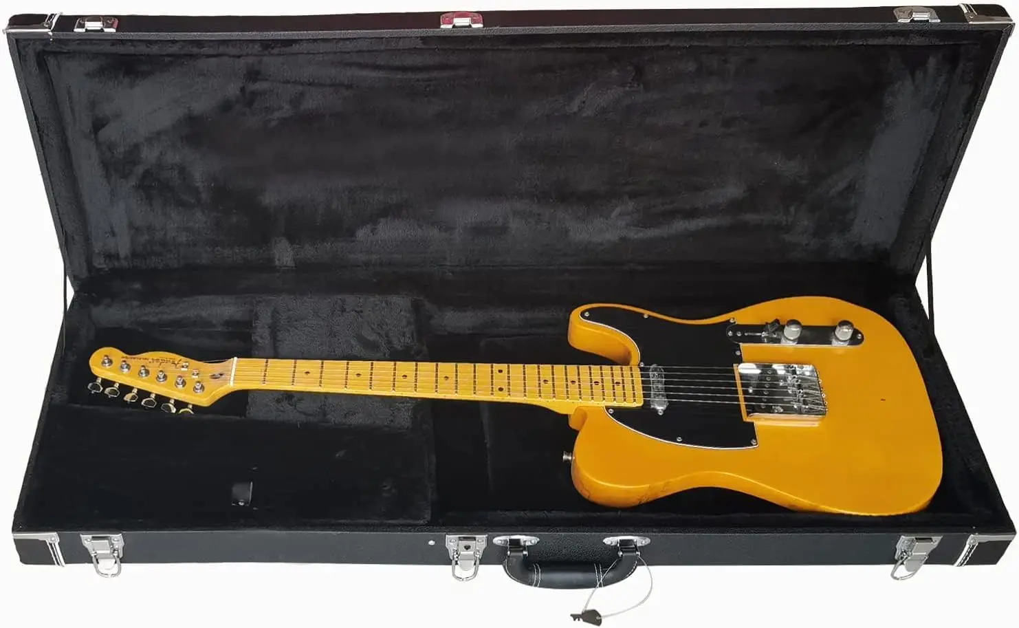 Electric Guitar Hardshell Case, Rectangular Wooden Hardshell for TL St, SG-Type Guitars with Locking Pad