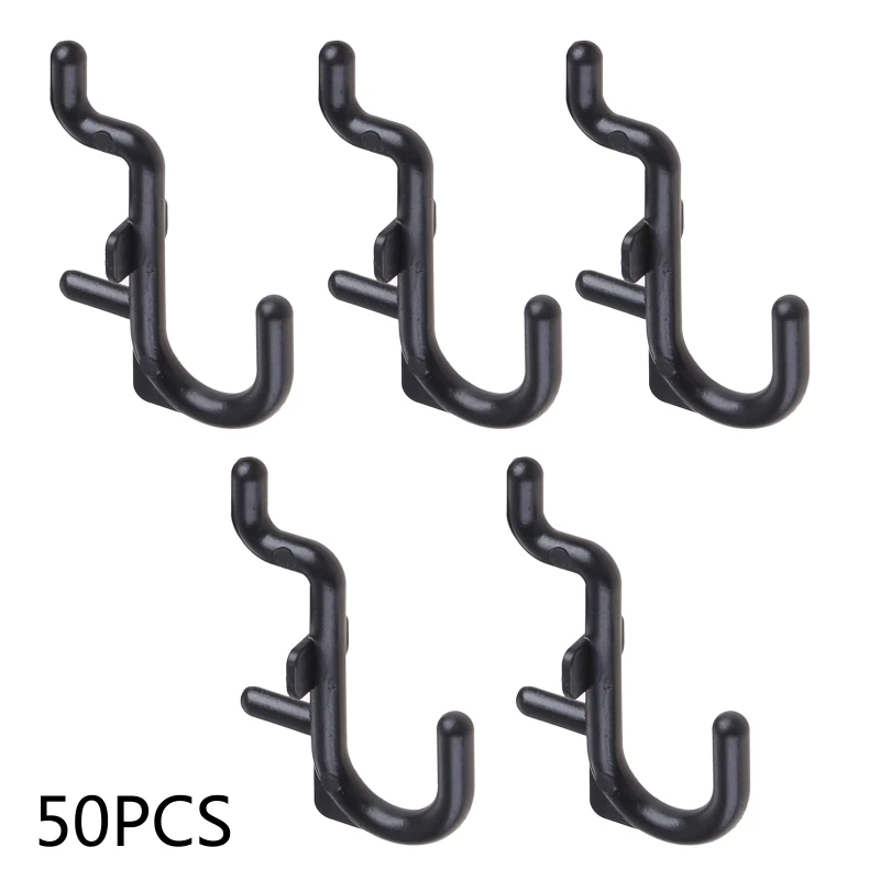 50 Pcs/100 Pcs Black Pegboard J Hooks Heavy Duty Plastic J Shape Peg Hook Peg Board Tool Wear-resistant