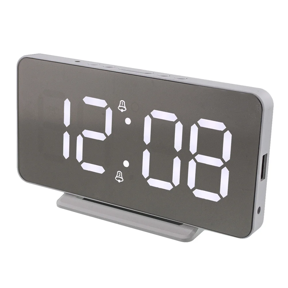 

Led Large Screen Digital Alarm Clock Mute Temperature Display Night Light Auto Brightness Multi Function Bedside Clock For