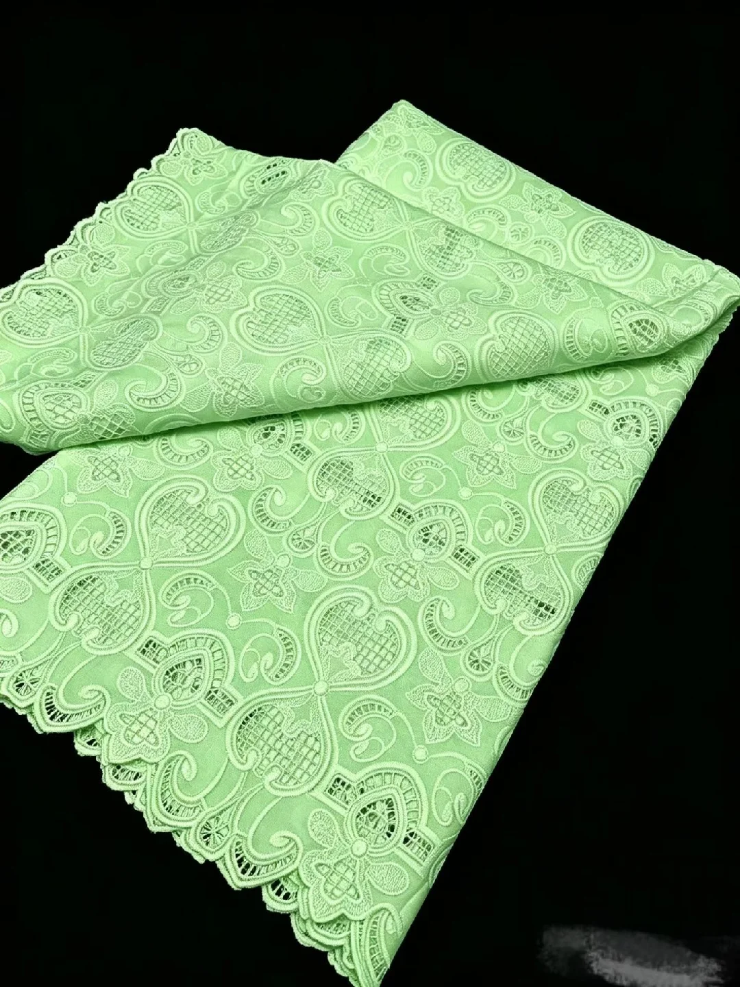 African Nigerian Tulle Lace Fabric for Dress Sewing High Quality Damask Cotton Pure Embroidery Wedding chiffon 5Yard AT2988A-1 view 2