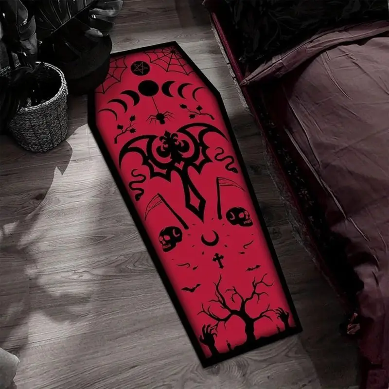VIKAMA Gothic Coffin Alien Carpet Anti slip Terror Kitchen Carpet Bedroom Bedside Carpet Halloween Home Decoration
