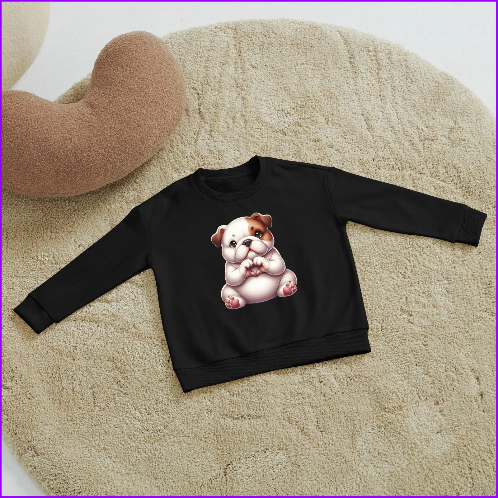 Bulldog Cartoon Cute Dog Giving Heart Animal Sja596 Kids Boys Girls Hoodies Sweatshirts Teenagers Tweens 2024 Toddler Tees Desig