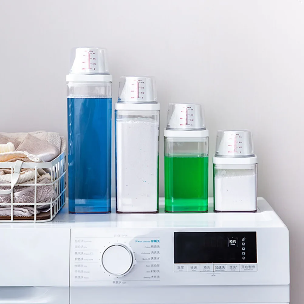 Plastic Laundry Washing Up Powder Container Soap Detergents Storage Box Lid Laundry Powder Moisture-proof Storage Container New