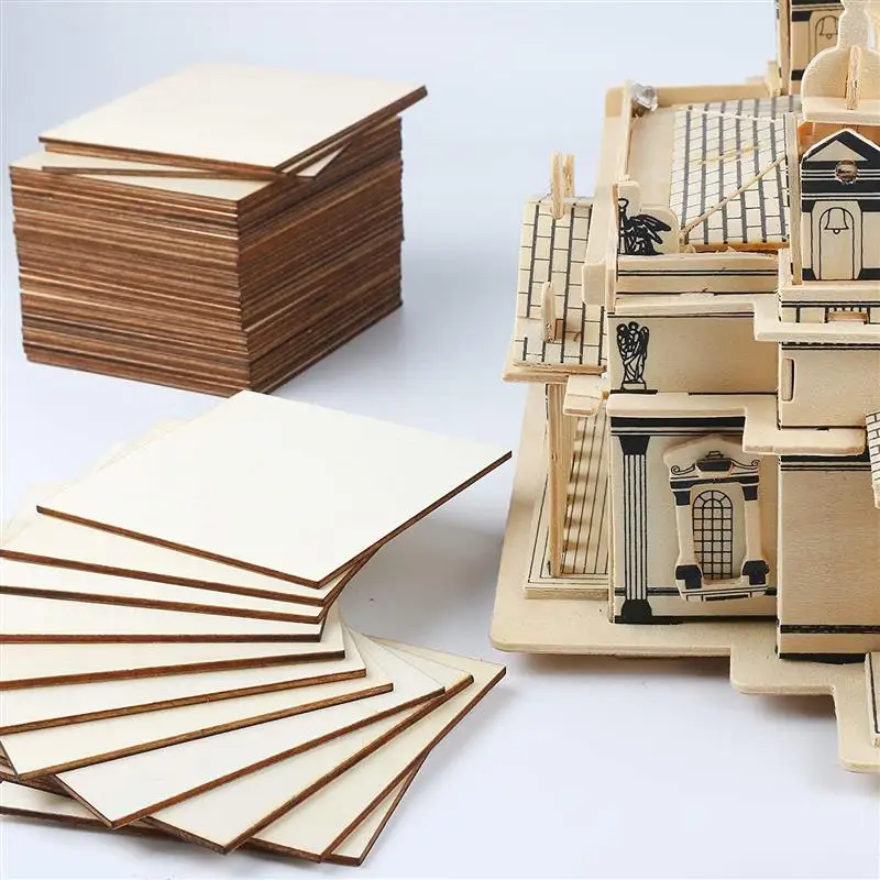 5/10Pcs Thin Square Wood Board DIY Painting Graffiti Toy Making 5CM/10CM/20CM Natural Cutouts DIY Crafts Coasters Decoration 