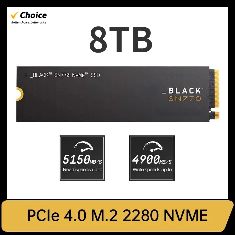 

Western SN770 500GB 1TB 2TB SSD NVMe Gen4 PCIe M.2 2280 PCIe 4.0 X4 Drive Internal Solid State Disk for PS5 Desktop 2024