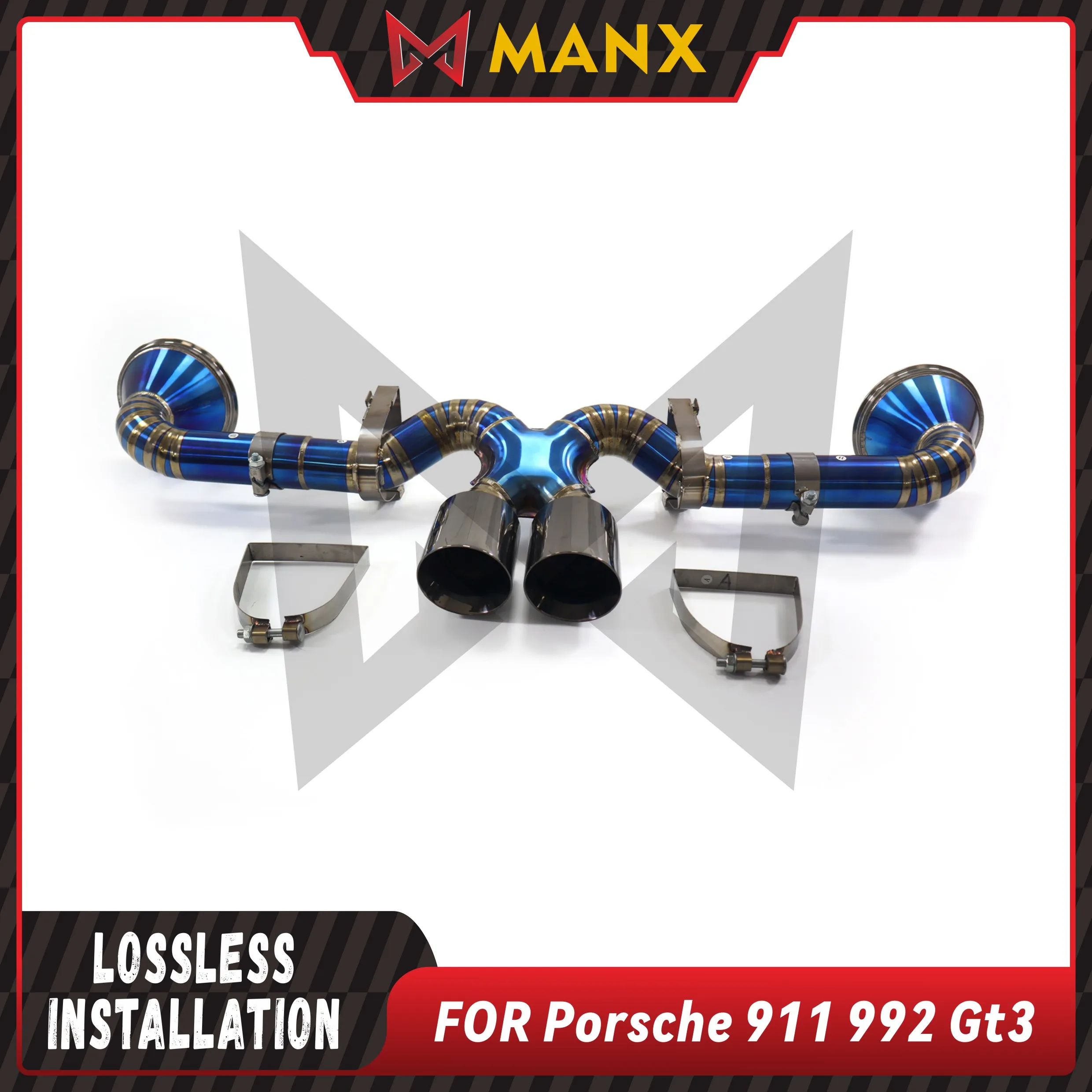 Prompt delivery Titanium alloy bluing Direct connection Catback Suitable for Porsche 911 992 GT3 exhaust system Without Valve