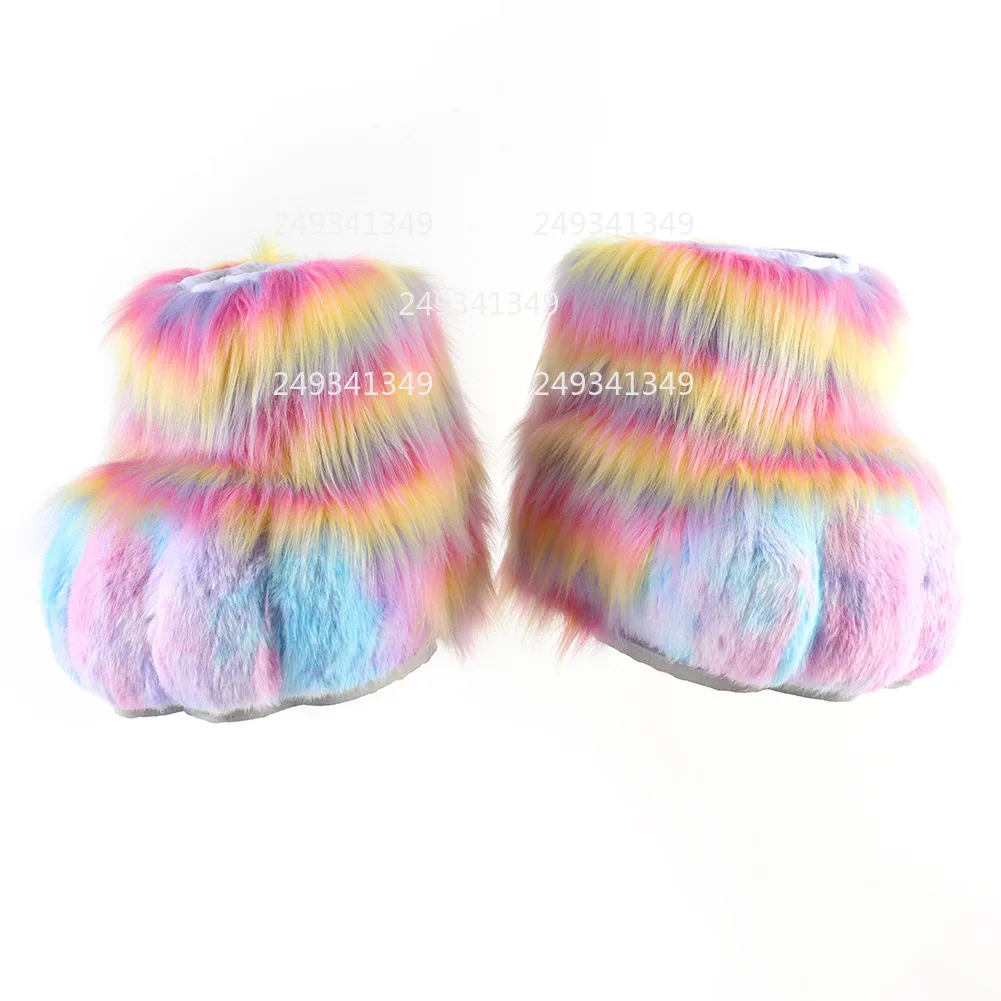 فروي Fursuit الوحش قدم تأثيري حلي اكسسوارات الكبار قوس قزح القط فو الفراء أحذية رجل امرأة Comic-con أداء الحفلات الدعامة