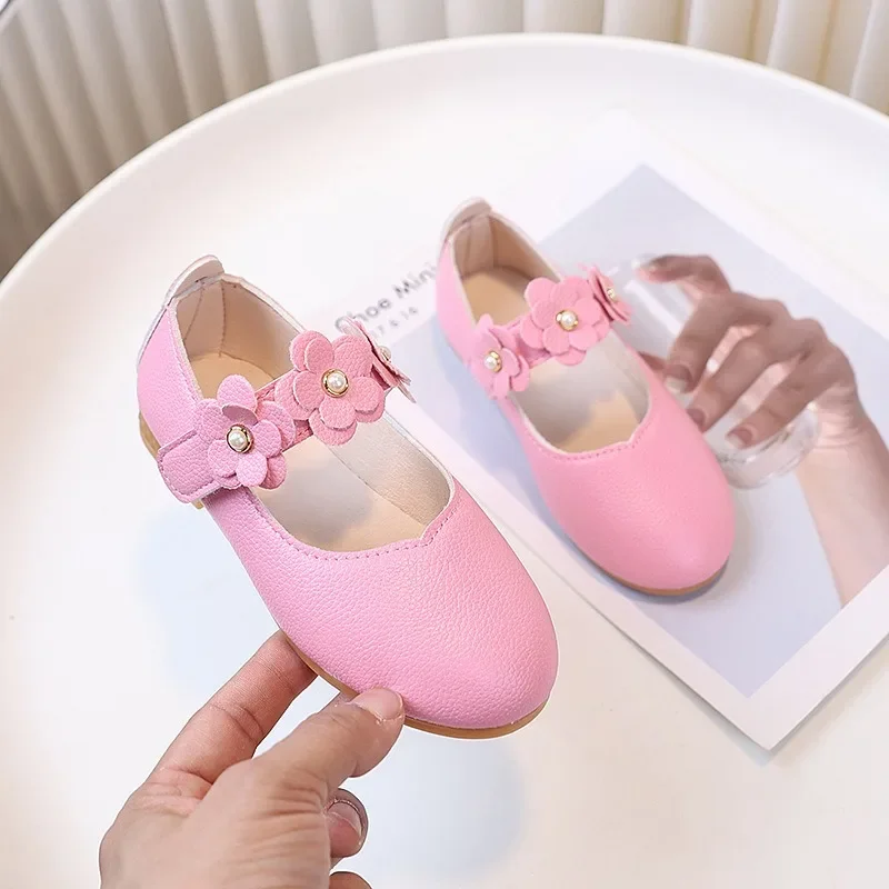 Spring Autumn Girls Rubber Sole Soft Sole Princess Shoes Kids Casual Shoe Children PU Leather Mary Jane Buckle Performance Shoes