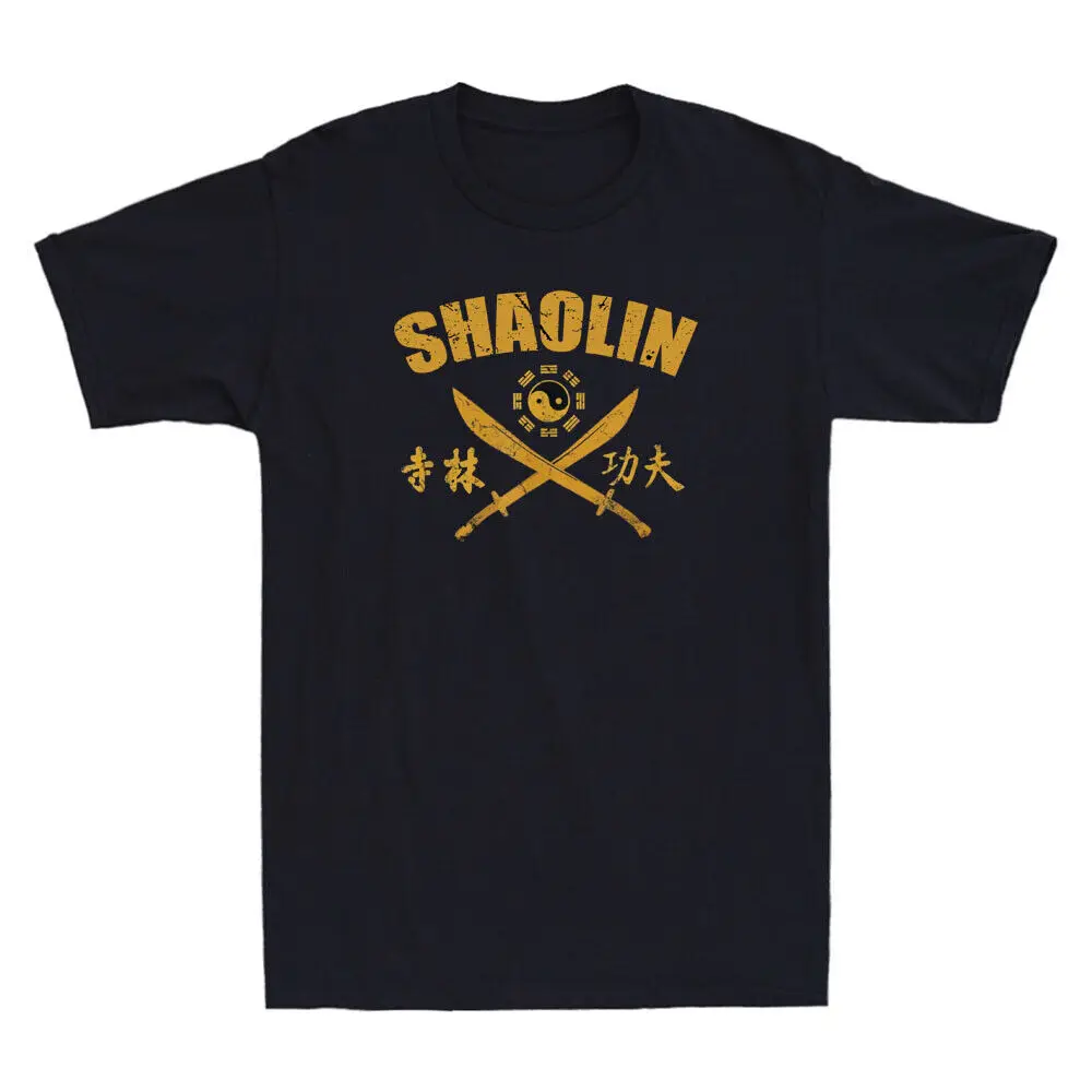 Shaolin Temple Kung Fu Sword Training Funny Gift Vintage Men's T-Shirt Black TeeSummer luxury retro