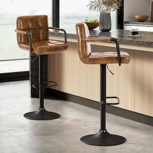 Furniliving Bar Stools Set Of 2, Swivel Bar Stools,Bar Stools, Bar Stools With Arms, Leather Bar Stools,Bar Stools For Kitchen