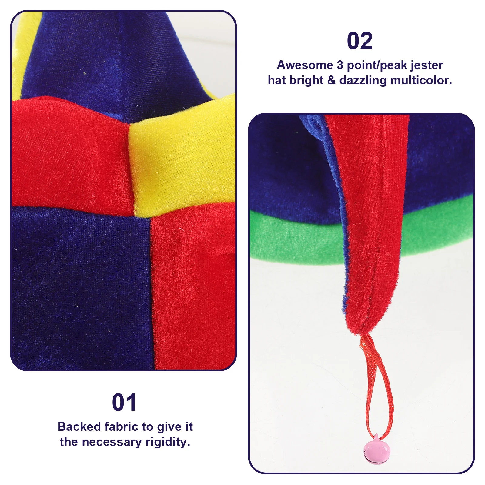 

Multicolor Funny Clown Hat Backed Fabric for Stage Dance Halloween Costume Party Supplies Clown Hat Mardi Gras King Crowns Hats