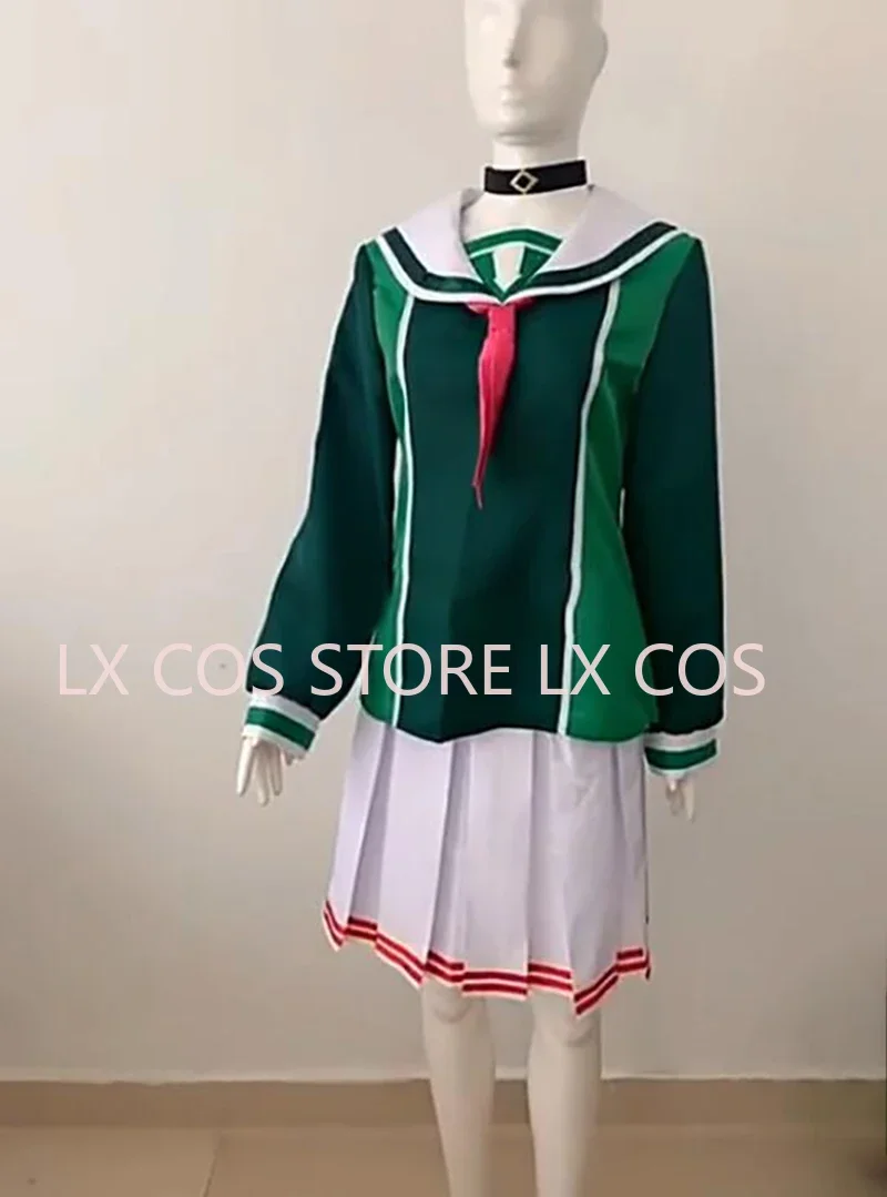 Jogo seu virar para morrer kanna kizuchi cosplay traje feminino peruca terno de festa saias superiores neckwear uniformes de halloween feito sob encomenda