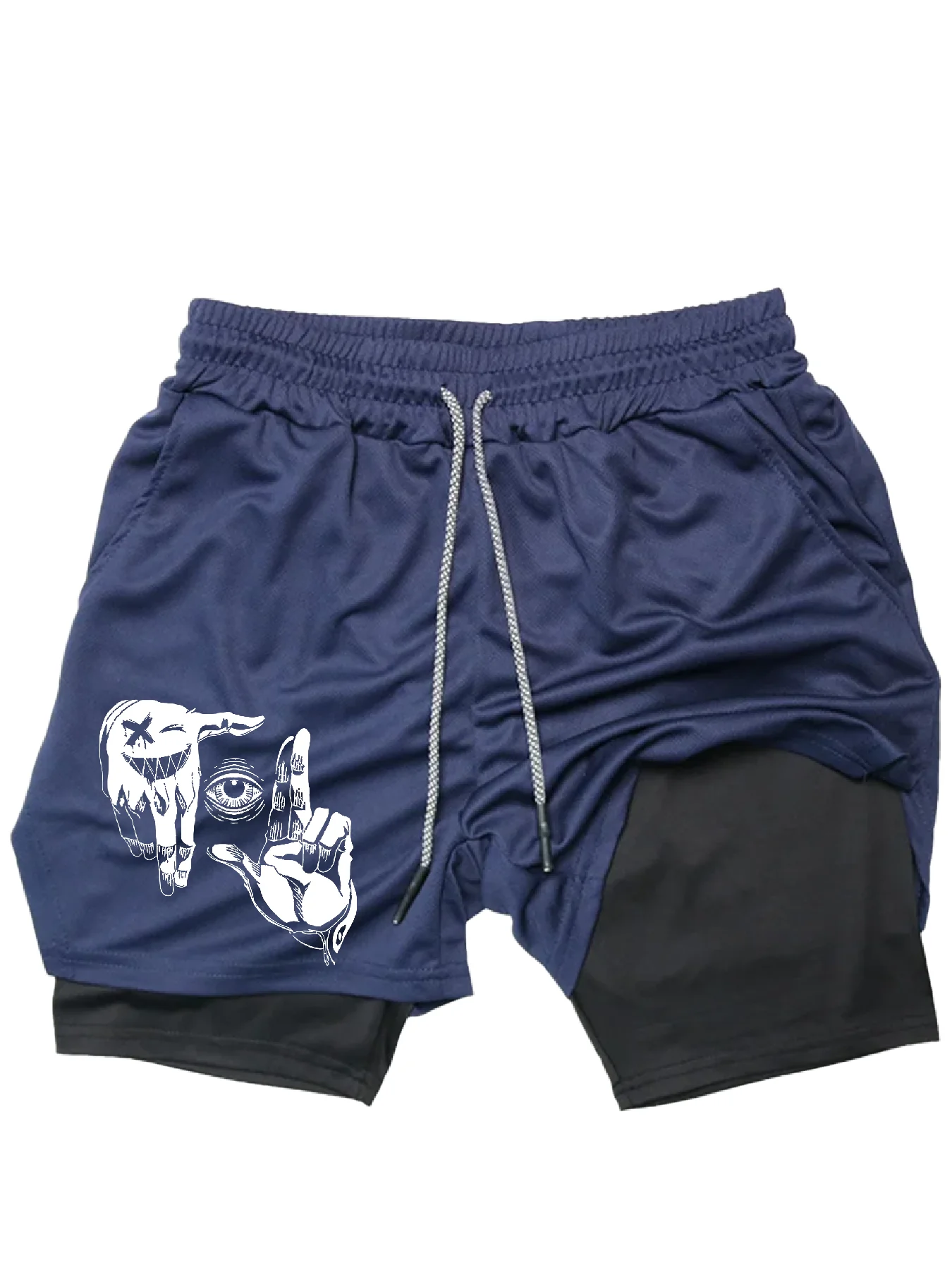 Szybkoschnące spodenki sportowe męskie 2w1, spodnie fitness, spodenki do biegania, odzież sportowa z kieszenią na telefon komórkowy, odzież męska