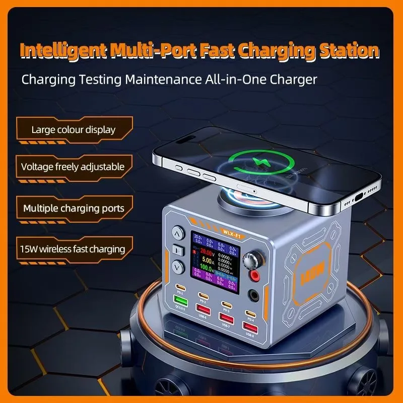 140 واط أقصى إخراج شحن فائق السرعة يدعم بروتوكول PD3.0 شاحن لاسلكي لمحطة شحن USB للهاتف المحمول