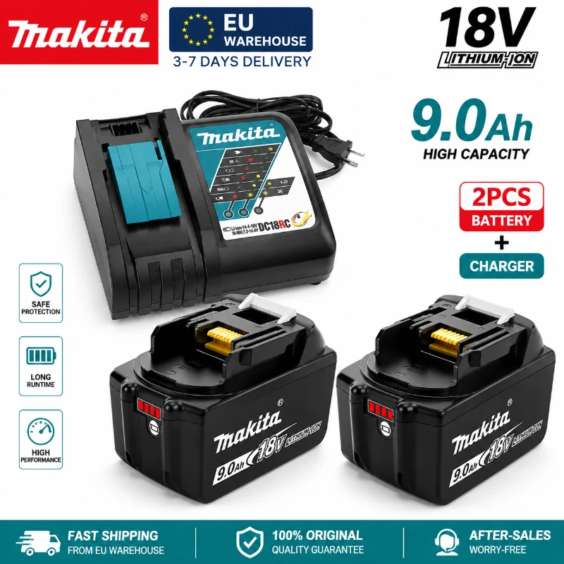 Batterie au lithium Makita LXT 18V 9.0Ah d'origine BL1890 compatible BL1860 BL1850 15C Batterie rechargeable Expédition rapide UE