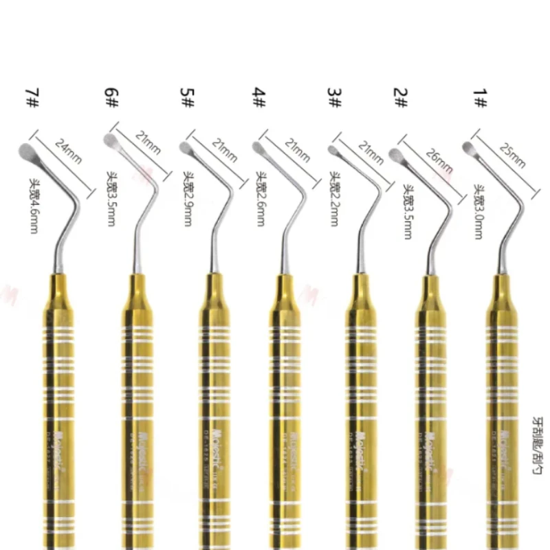 1/7PCS Dental Toothed Scraper Double Ends Gracey Bone Curette Dental Implant Cleaning Scraping Device Dental Equipment