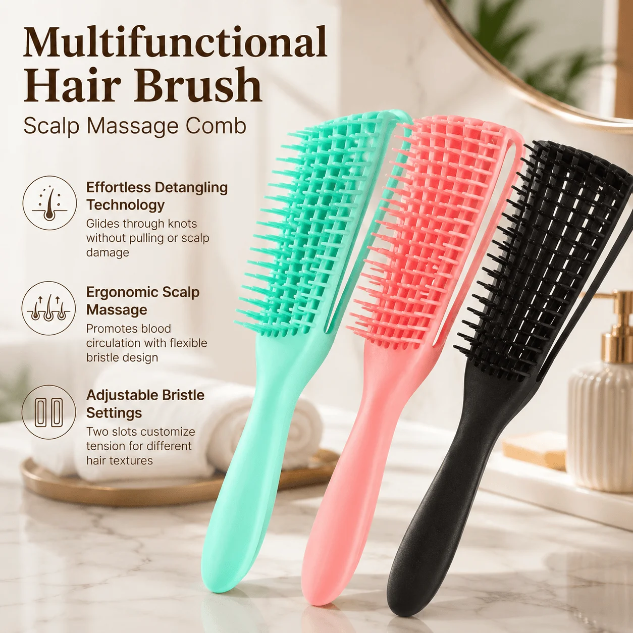 Hair Care For Curly Dry Hair - Szczotka do rozczesywania włosów 4C, kręconych