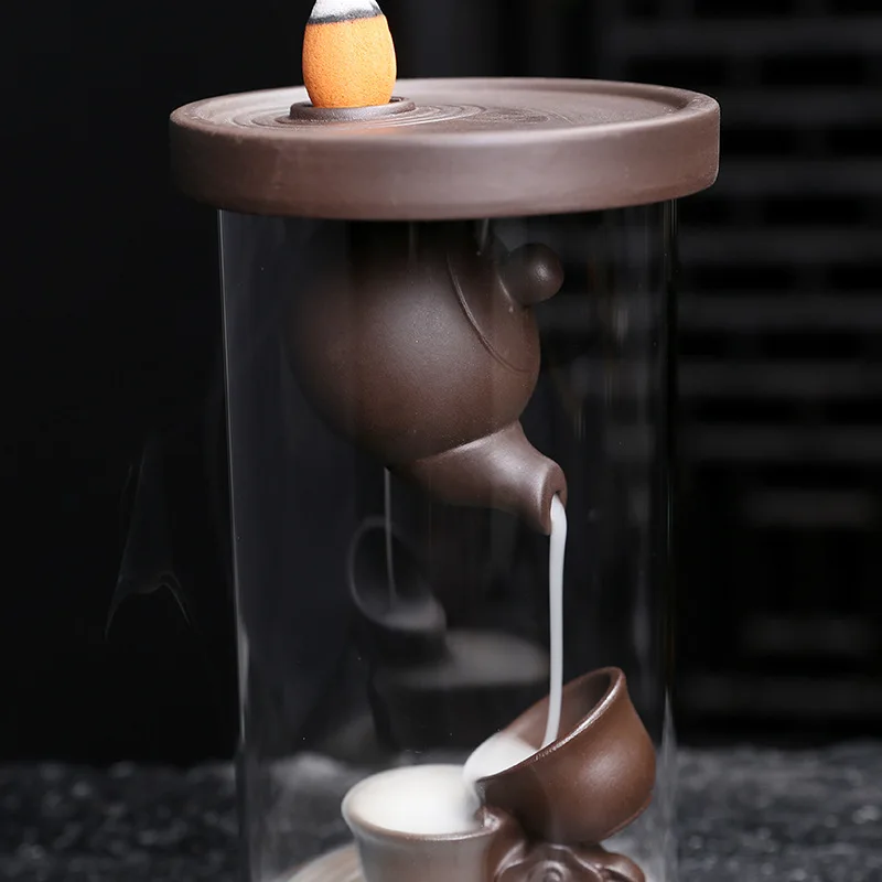 Creative Teapot Backflow Incense Burner Zisha Windproof Aroma Furnace Home Tea Room Ornament (Without Incense)