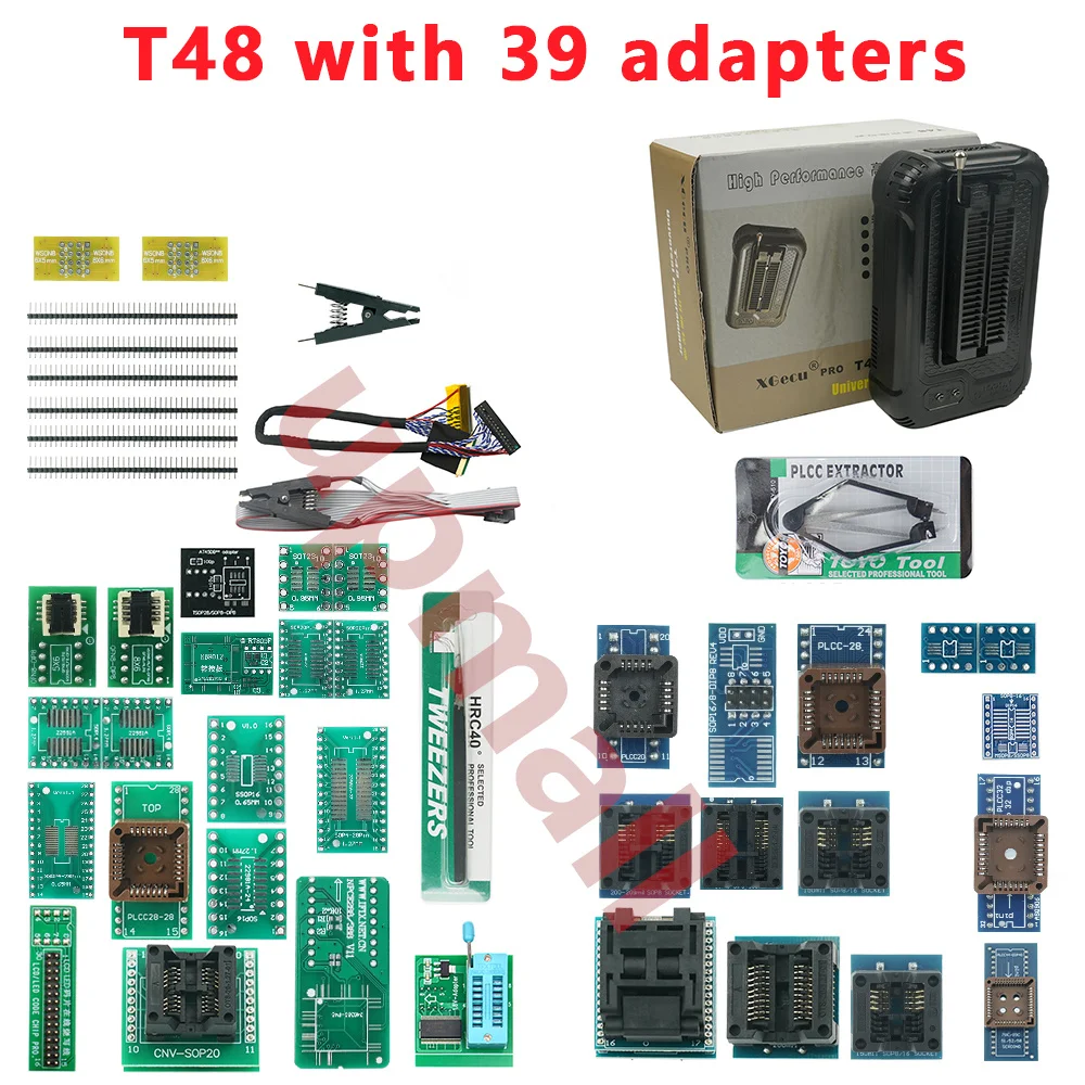 100% Original V12.67 XGecu T48 Programmer with 39 Adapters Support 35000+ ICs for PIC/NAND Flash/EMMC TSOP48/TSOP56/BGA+