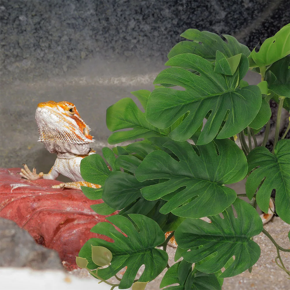 

Artificial Hanging Reptile Terrarium Plants For Reptile Habitats Decor Green Color Lifelike Easy Pet Cage Habitat Supplies