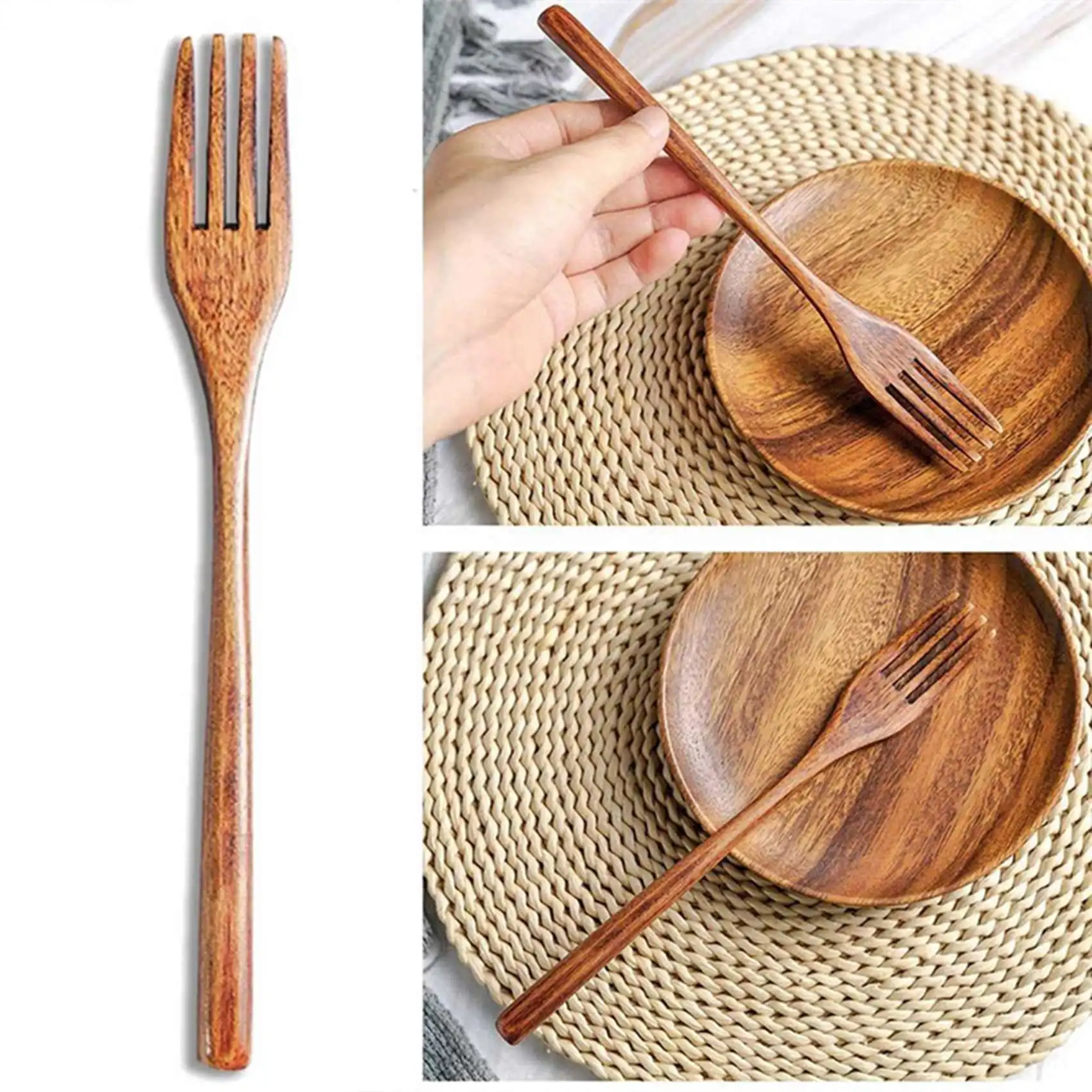 

ABBN-30 Pcs Wooden Spoon Fork Knife Cutlery Set Wooden Dinner Utensil Set Kitchen Wooden Flatware Tableware Cutlery Set