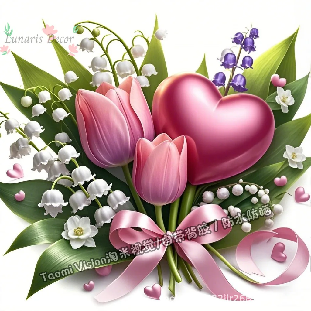 

10pcsRomantic and beautiful flowers wall doors and windows wardrobe stickers refrigerator stickers tulips waterproof