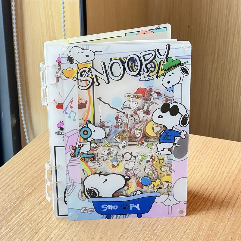 New SNOOPY Shake Acrylic A5 Notebook Detachable Cartoon Interest Diy Notepad Surprise Friend Gift Student Stationery Wholesale