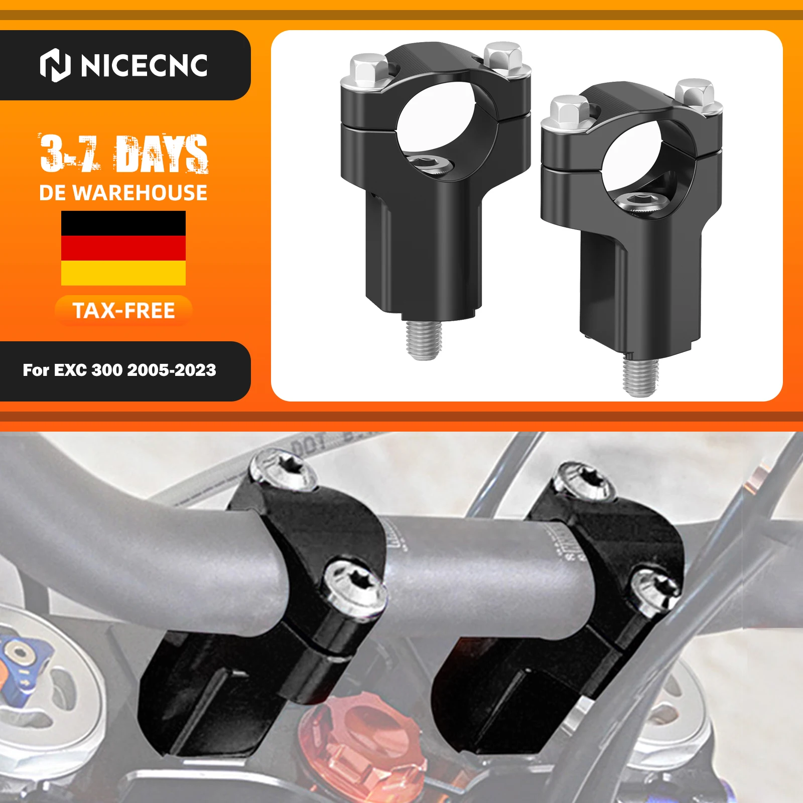 Image of NICECNC Lenkererhöhung 52mm für KTM EXC 300 EXC 250 EXCF 350 XCW 300 2005-2023 SX 125 SXF 250 SXF 450 XCF 350 2005-2015 690 Enduro R 2008-2018