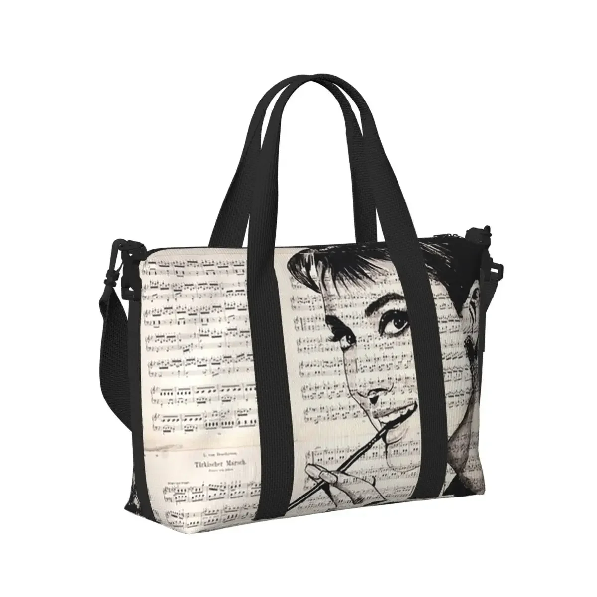 Audrey Hepburn Beach Travel Bag Large Capacity Tote Bags For Gym Yoga Women Shopping Duffle Shoulder Bag