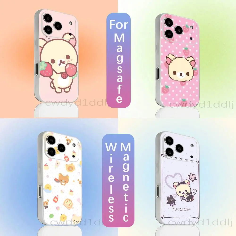 

Cute R-Rilakkuma-s Bear Phone Case For iPhone 15,16,17,13,14,11,12,Pro,Max,Plus,Air,Mini with Magsafe Magnetic Transparent Matte