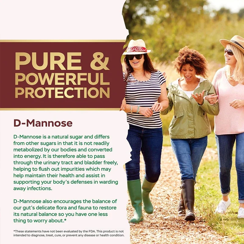 D Mannose, 3-in-1 Formula D Mannose Capsules Containing Cranberries and Hibiscus, Natural Urinary and Bladder Health Support