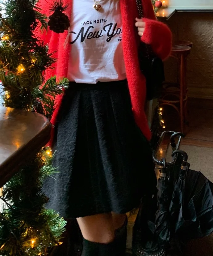 

High Waist A-Line Umbrella Skirt Woolen Skirt Versatile Eight Milk Spring Autumn 2025 Seasonal Faion Ladies' Skirts