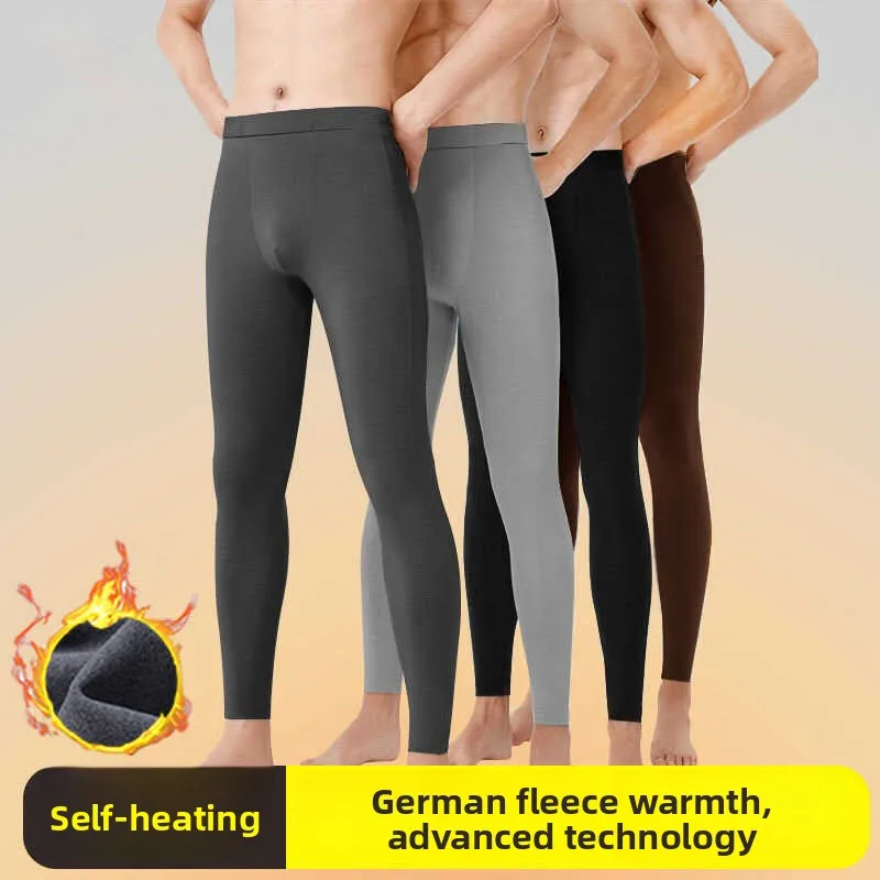 

Thickened Winter Warm Trousers Men's Autumn Pants Seamless Inner Wear Heat Generating Fleece Lined Long Pants Youth Size