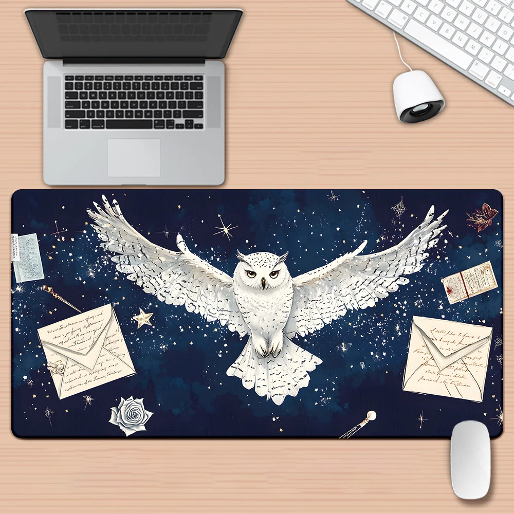 

Настольный коврик Magic Owl Flying Night Sky, большой нескользящий резиновый игровой коврик для мыши для ПК и офиса
