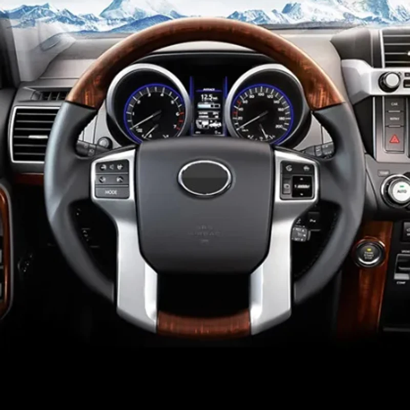 

ABAIWAI For Toyota Land Cruiser Prado 150 Lc150 Fj150 2010-2017 Abs Carbonfiber Inner Steering Wheel Button Trim Car Accessories