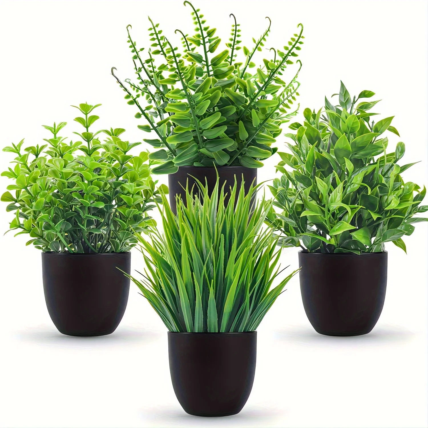 4pcs Mini Artificial Potted Plants Fake Bonsai Greenery for Home Office Farmhouse Bathroom Shelf Decor Indoor - view 2