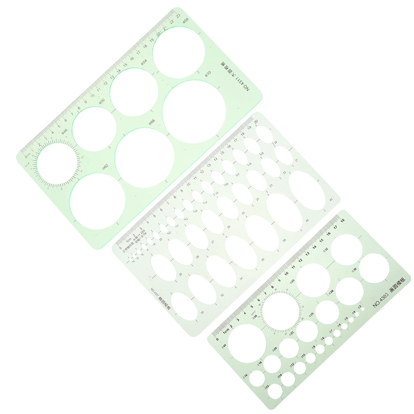 3Pcs Students Drawing Templates Multi-Functional Plastic Rulers for Architecture Engineering Drafting Technical Drawing Supplies