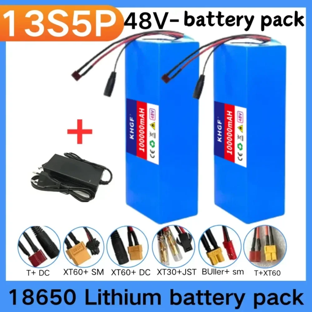 13S5P 48V 18650 بطارية ليثيوم 100000mAh، مناسبة للدراجات البخارية الكهربائية والدراجات، 250-1000W