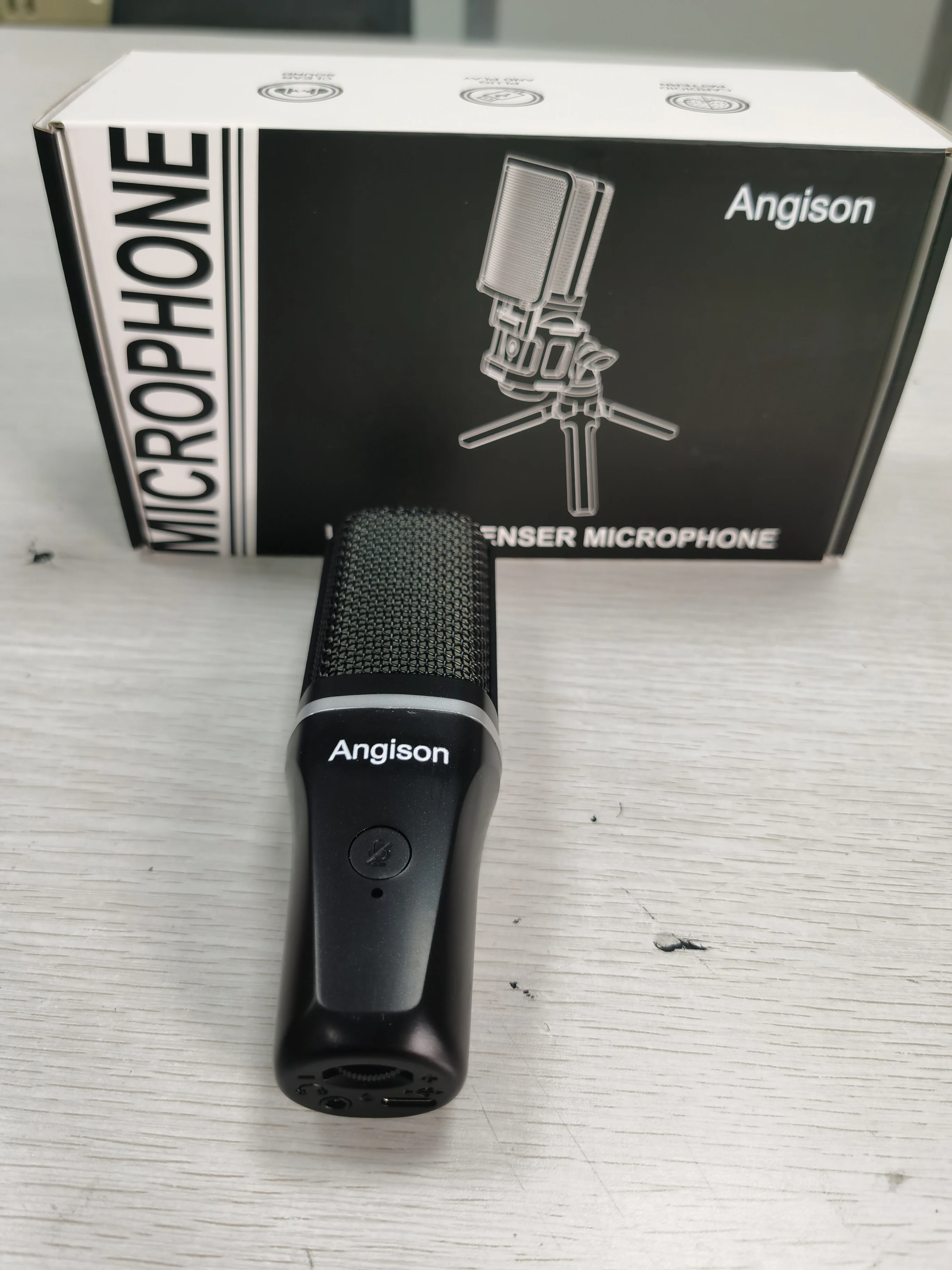 Angison Color LED Light USB RGB Desktop Stand Gaming Condenser Microphone  For Discord Twitch Tiktok Youtube