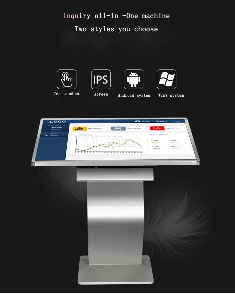 공장 가격 49 55 인치 셀프 서비스 키오스크 스마트 터치 스크린 플로어 스탠딩 광고 디스플레이 LCD 광고 플레이어 정보 디스플레이