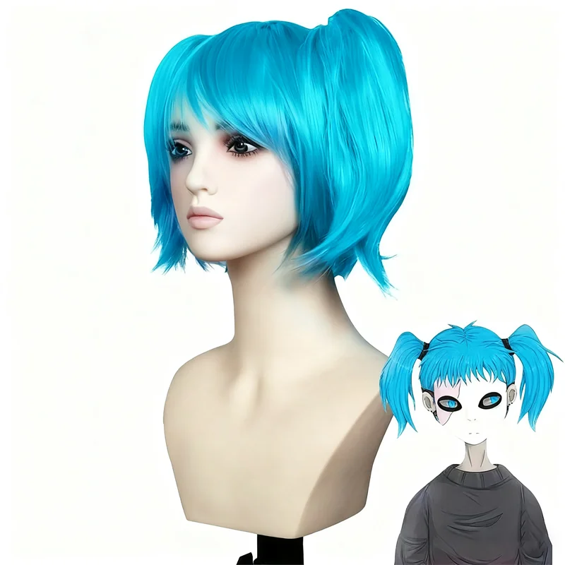 

Game Sally Face Cosplay Wig Blue Short Hair Heat Resistant Synthetic Wigs Halloween Prop