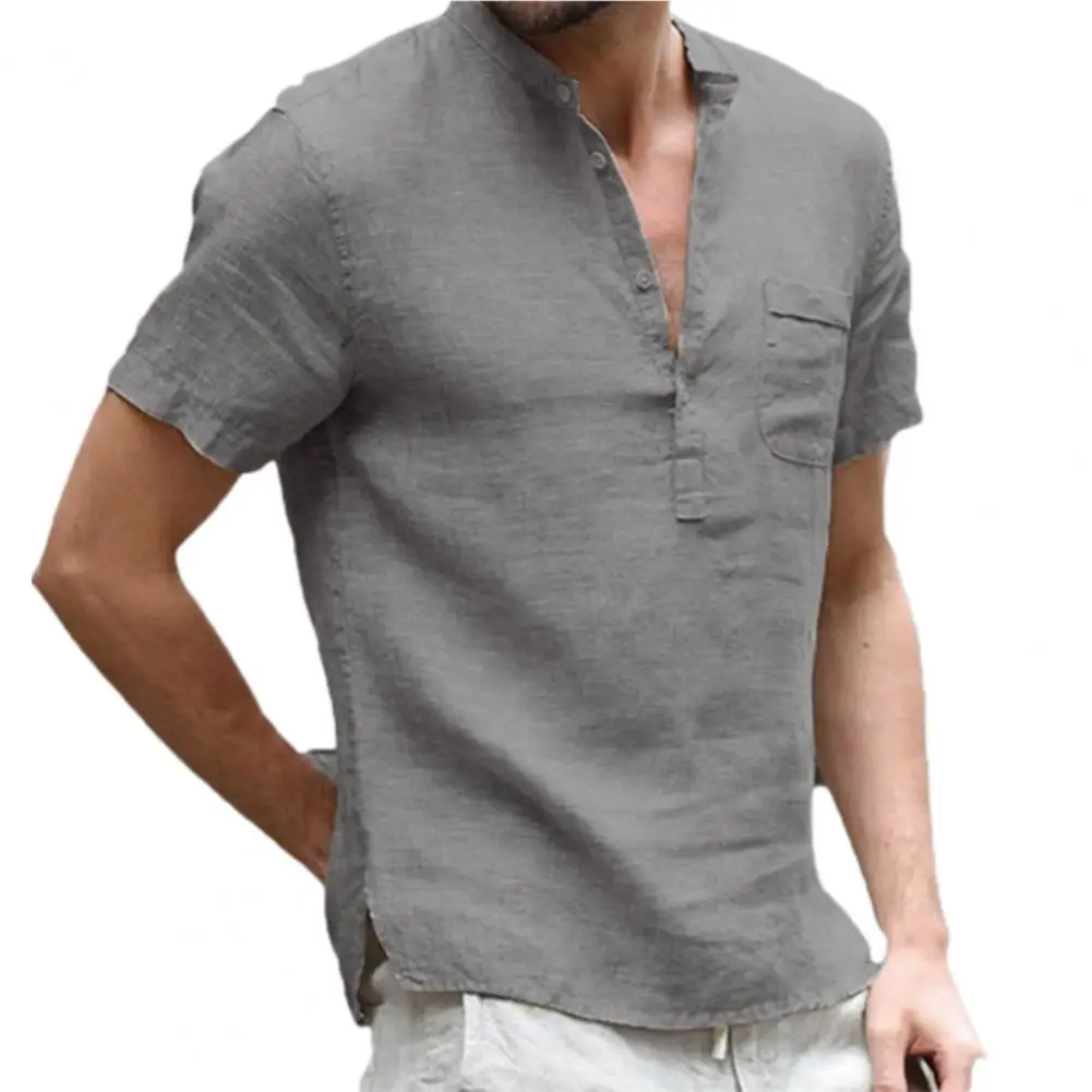 Summer Men\'s Short-Sleeved T-shirt Cotton Tee Linen Casual Men\'s T-shirt Male Breathable Tops S-4XL