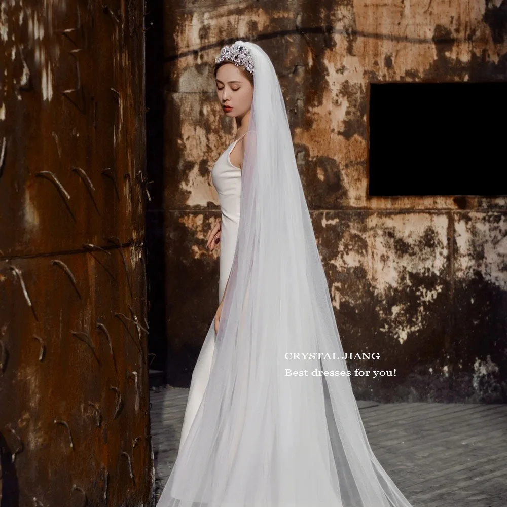 New 3 Meters Long Bridal Veil with Lace Applique Soft Tulle Cathedral Bridal Wedding Marriage Accessories