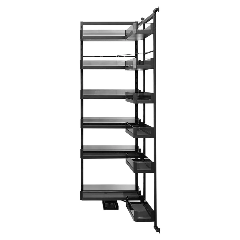 cabinet pull basket kitchen cabinet, high and deep meal side seasoning basket snack storage cabinet storage door linkage basket
